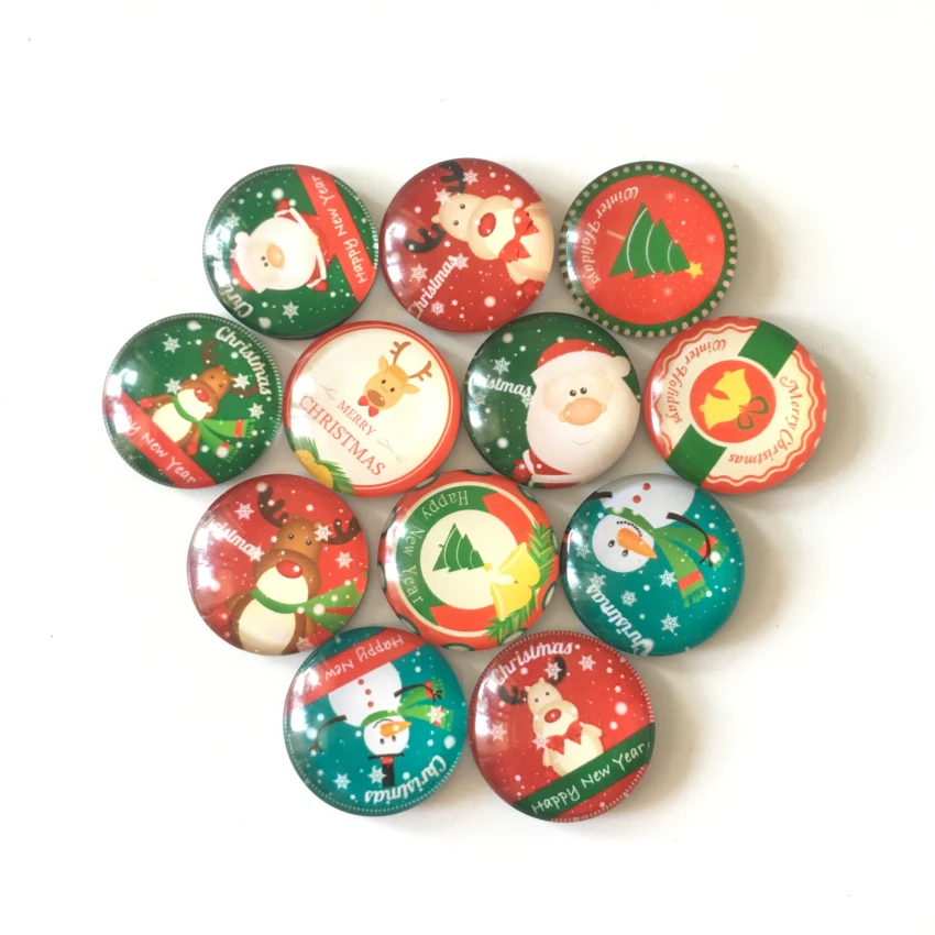 Free shipping (12pcs/lot) Dia.3cm Cute Santa/Snowman Fridge magnet  Cartoon Xmax Message sticker Christmas Decoration