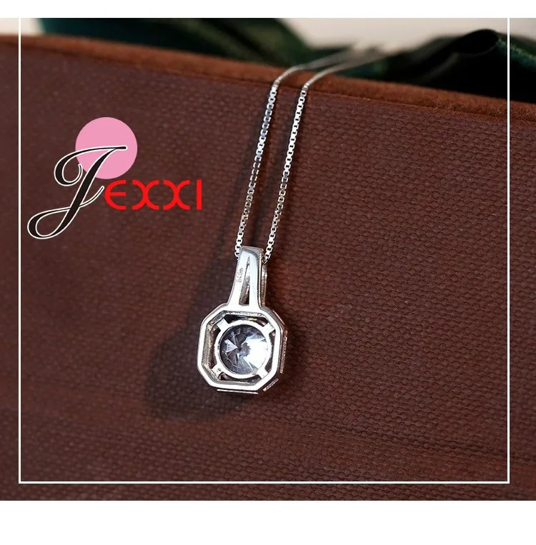 Collar y colgante de plata de ley 925 para mujer, cadena de caja lujosa, accesorios de piedra de cristal CZ grande, Estilo clásico