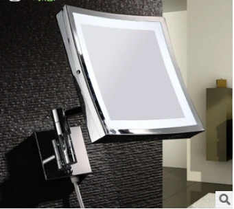 Bath Mirror Wall Mounted 8 inch Brass 3X Magnifying Dressing LED Mirror Folding Makeup Folding Cosmetic Mirror Bath Accessory