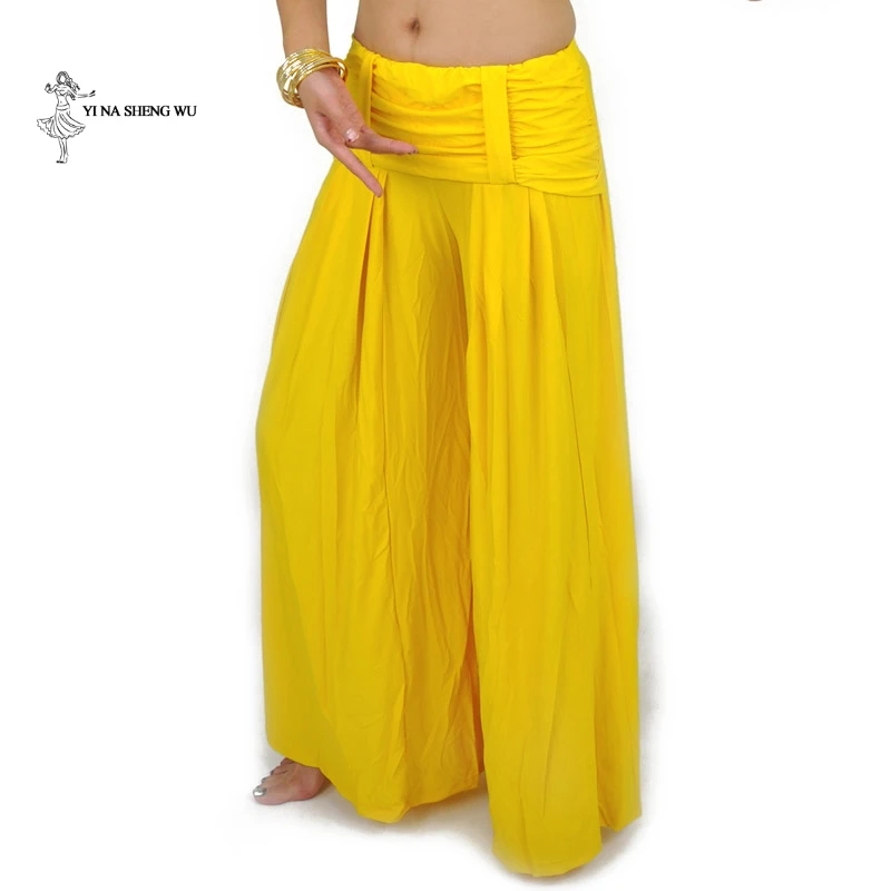 Kobiety brzuch kostium taneczny praktyka spodnie kryształ bawełna długi, szeroki spodnie nogi pani Tribal Pant indie Bollywood dancewear