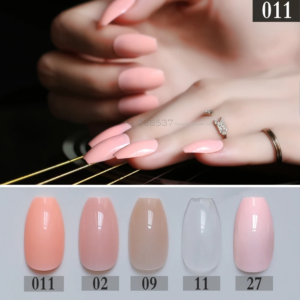 In vogue pink False Coffin nails Fake nail Nude trendy Ballerinas nail Shrimp powder Designs Transparent Pure colour candy 24pcs