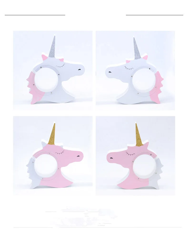 1PC New Unicorn Money Boxes Transparent Wooden Piggy Bank coin box Kids Gift Children \'s Room Decoration MA 001