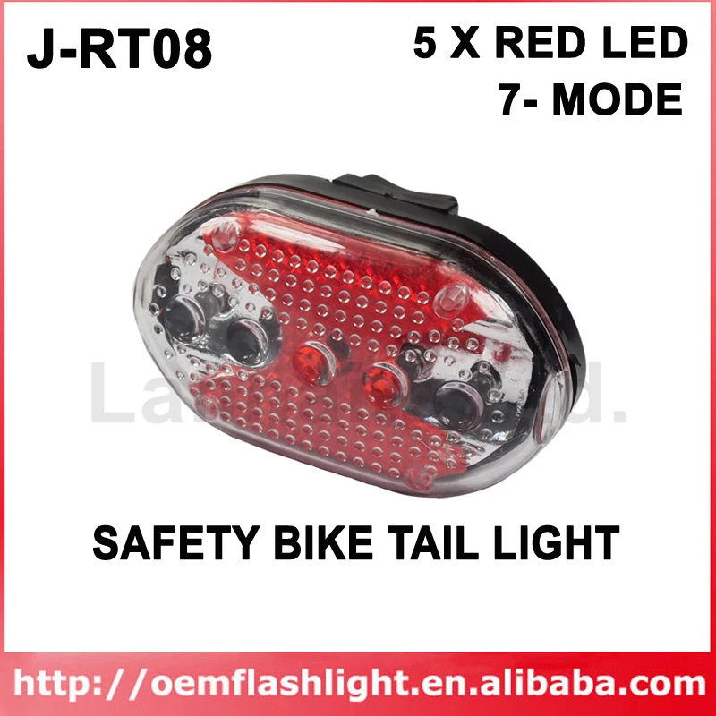 J-RT08 5 x LED 7-Mode Red Safety Bike Tail Light with Mount - Red ( 2xAAA )