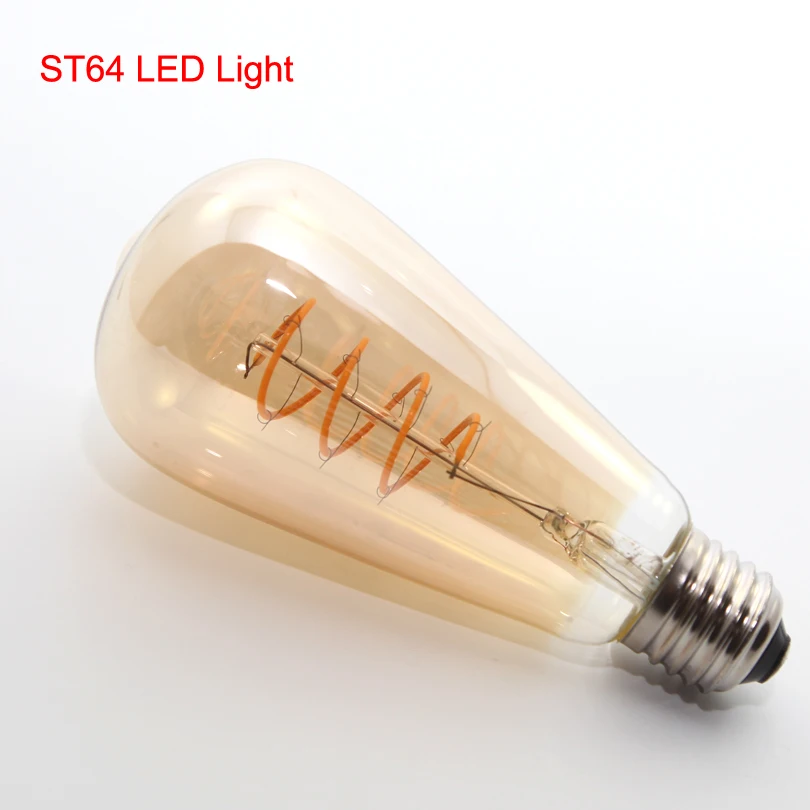 

Dimmable 4W E27 Edison LED Flex Filament Vintage Spiral Bulb Lamp AC110V 220V Amber Glasss LED Soft Filament Bulbs Warm White