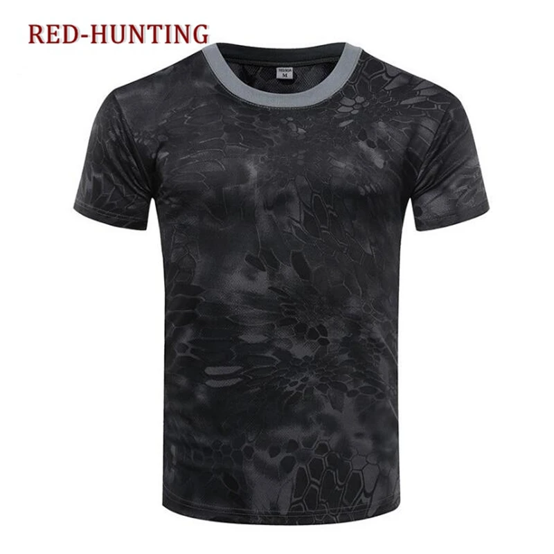 Tactical Military Camouflage T-shirt Men Breathable US Army Combat T Shirt Quick Dry Camo Outwear Camp Tees