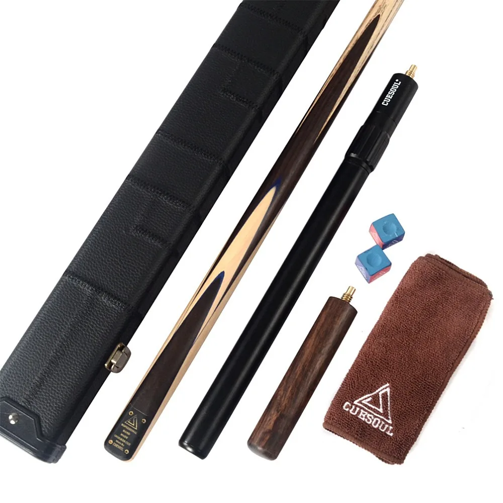 

CUESOUL D414 18oz 1-Piece Handmade Snooker Cue with Aluminum Telescope Extension & Case
