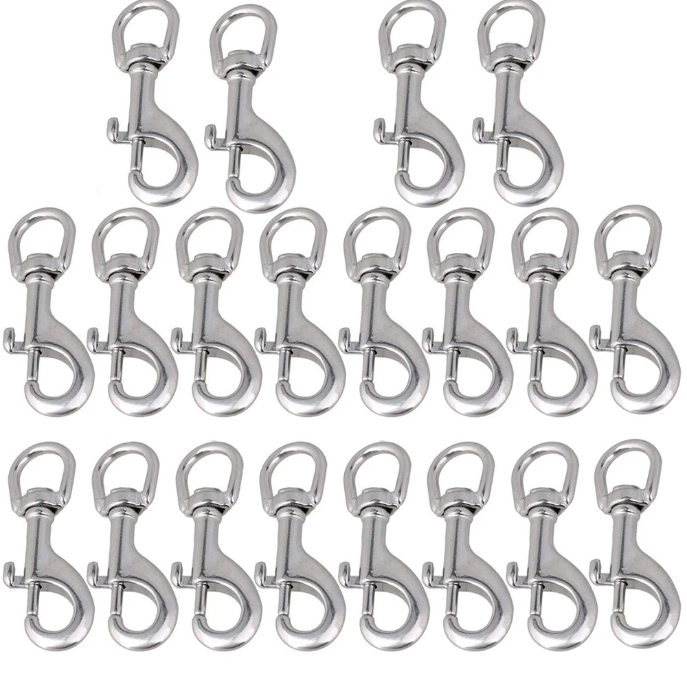 

20Pcs Swivel Eye Snap Hook 80MM Single Ended Bolt Snap Clips 304 Stainless Steel Clips for Keychain Dog Leash Camera Strap