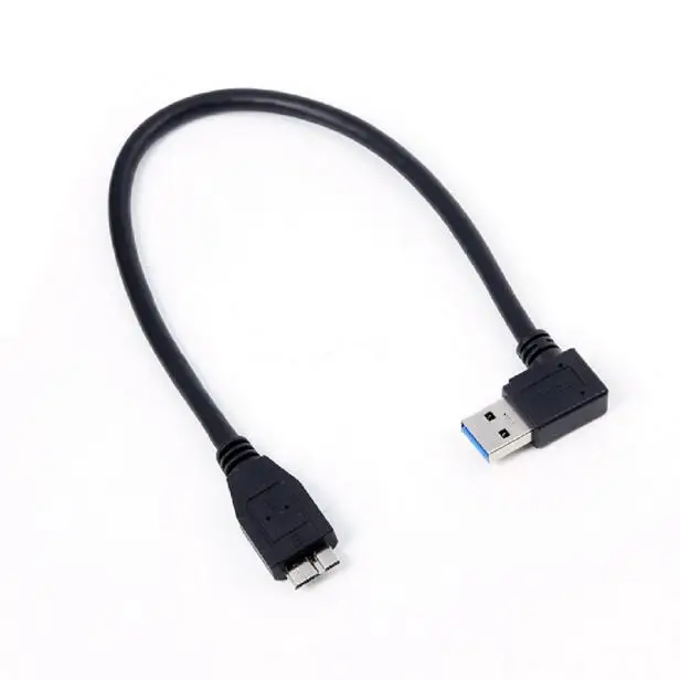 สีดำขวามุม90องศา USB 3.0 A ชาย Micro B สายชาย30ซม.สำหรับ Macbook แล็ปท็อปและ hard Disk