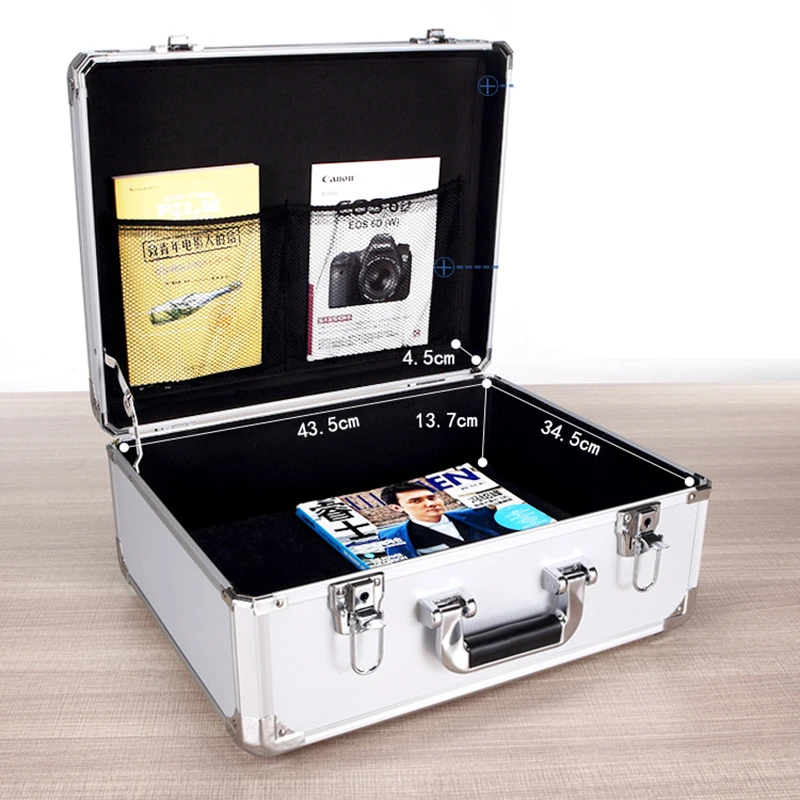 450*360*200mm Tool Box Aluminum Alloy Hardware Toolbox Large Capacity Tool Case Suitcase File Box Portable Storage Case