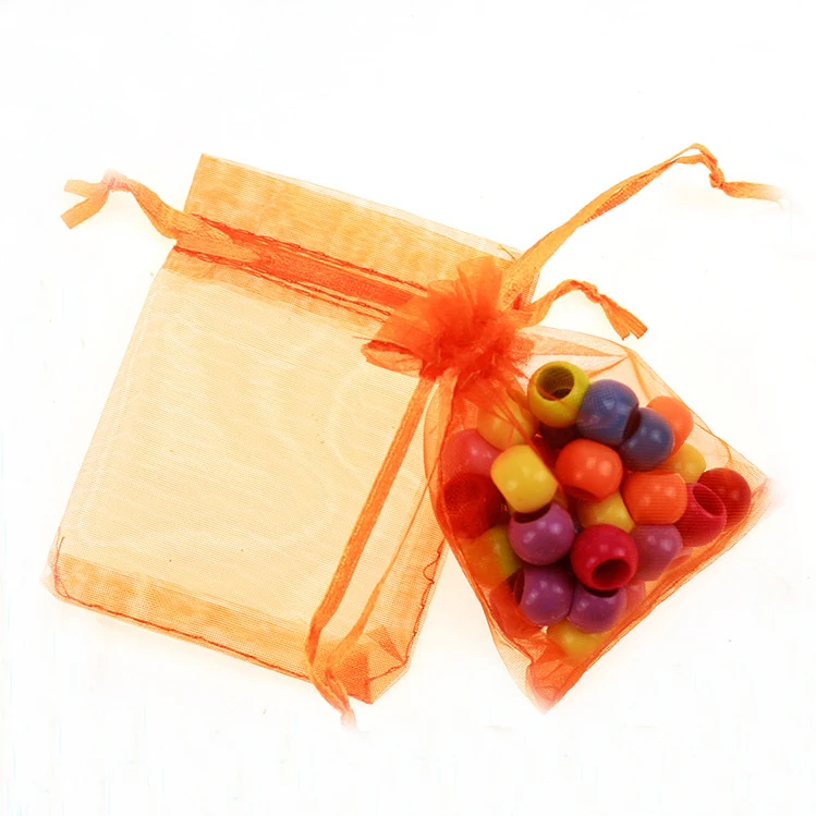 

10*15cm 100pcs Orange Gift Bags For Jewelry/wedding/christmas/birthday Yarn Bag With Handles Packaging Organza Bags