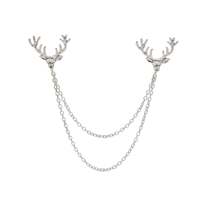 Vintage Style Jewelry Sheep Deer Head Women Tassel Women Tassel Chain Alloy Collar Pin Brooch Wholesale Christmas Gift Hot