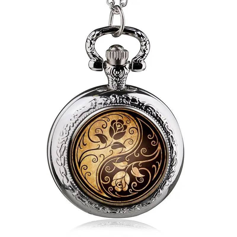 Tree Of Life Steel Quartz Pocket Watch Necklace Steampunk Jewelry Vintage Long Chain