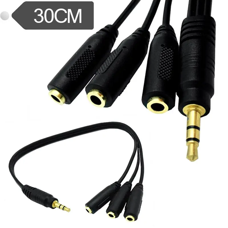 Âm Thanh Stereo 3.5Mm Cáp Chia Âm Thanh Mạ Vàng 3.5Mm (1/8 Inch) TRRS Stereo Cắm Nam Đến 3X1/8 Inch 3.5Mm Stereo Jack Nữ