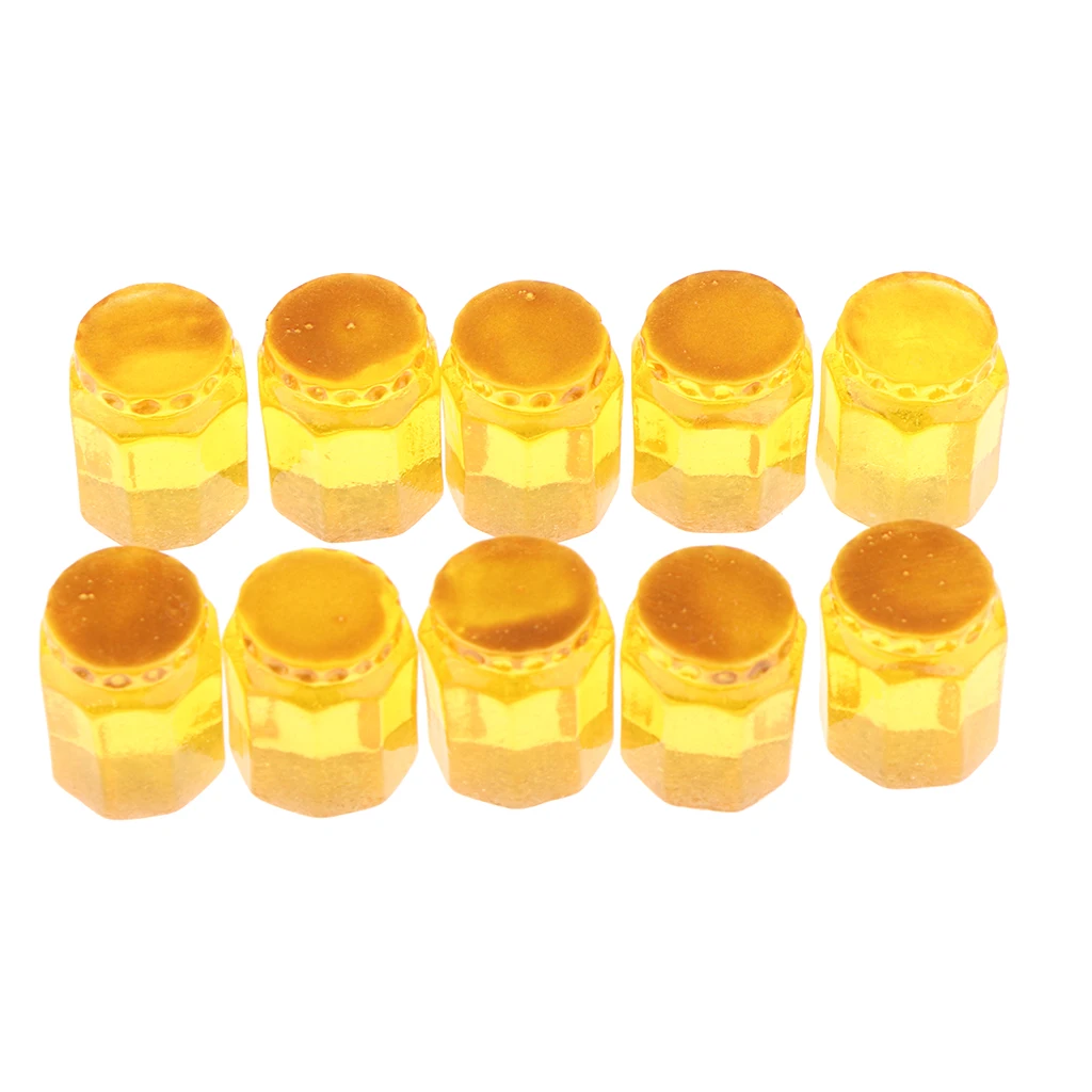 10 Pieces 1/12 Dollhouse Miniature Canned Food Honey Jars Jam Jar Kitchen Decorations Groceries Accessories, Yellow / Red