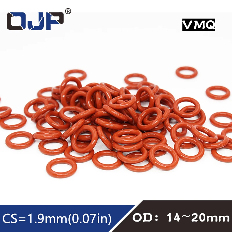 

10PCS/lot Red Silicon Ring Silicone O ring 1.9mm Thickness OD14/15/16/17/18/19/20mm Rubber O-Ring Seal Gasket ORings Washer