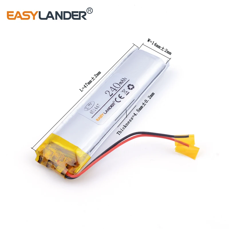 

10pcs /Lot 451447 240mAh 3.7V Rechargeable Lithium Li-ion Polymer Battery for Bluetooth Headset Smart watch Sports bracelet