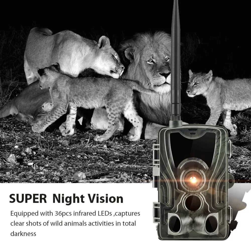 2G MMS SMS SMTP Trail Wildlife Camera 20MP 1080P Night Vision Cellular Mobile Hunting Cameras HC801M Wireless Photo Trap