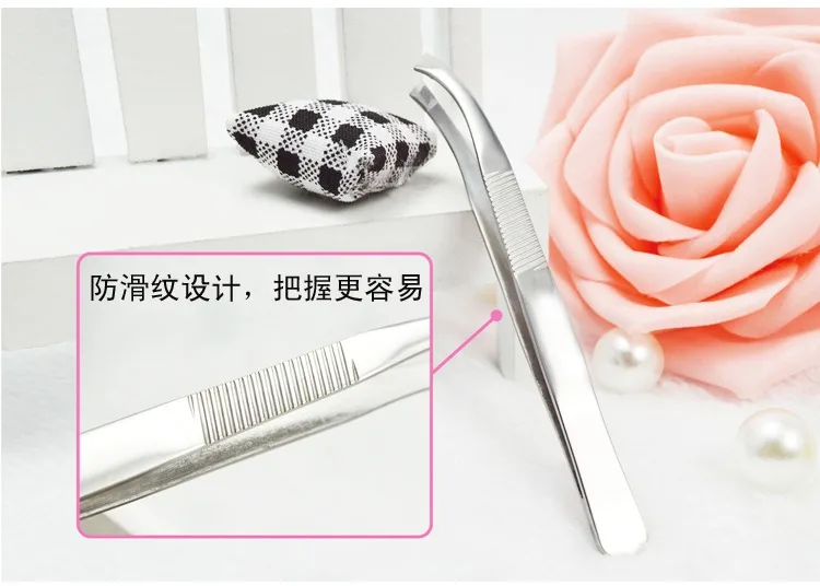 Eyebrow Tweezer Clip Slant Tip Hair Remover Bend Head For Face Nose Beauty Tool False Eyelashes Eyebrow Facial Makeup Tools Sale