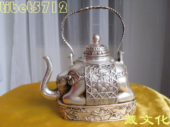 design Decorate silver bronze coated silver elephant shape figure teapot 13 cm tall Free shipping tools wedding Decoration Brass