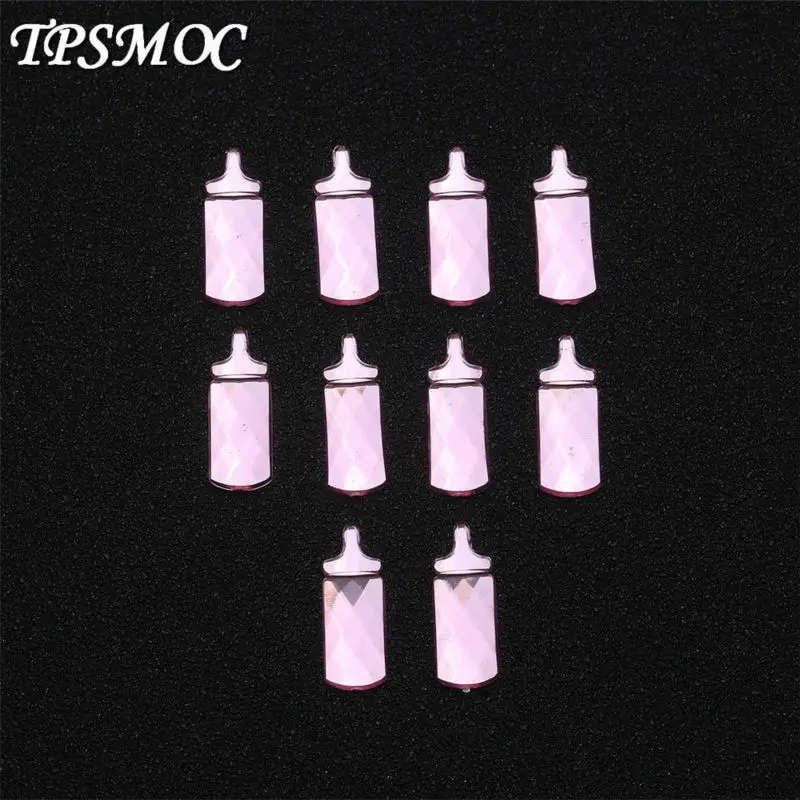 100pcs/lot Acrylic Pram Milk Bottle For Girls Birthday Party Favor Decoration Baby Shower Crystal Rhinestone Table Confetti