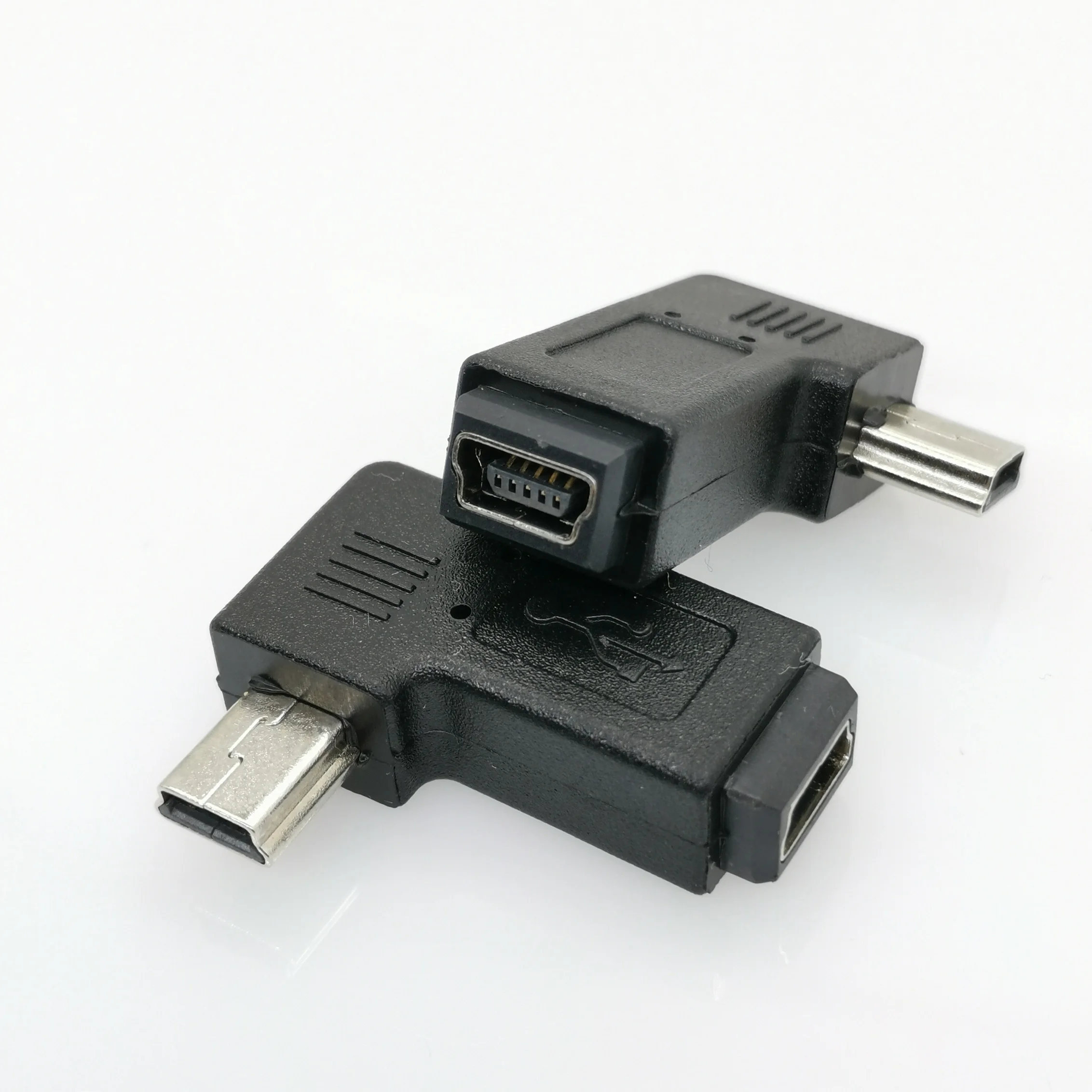 Mini USB 2.0 5P Male to Female M - F extension adapter 90 degree left & right angled