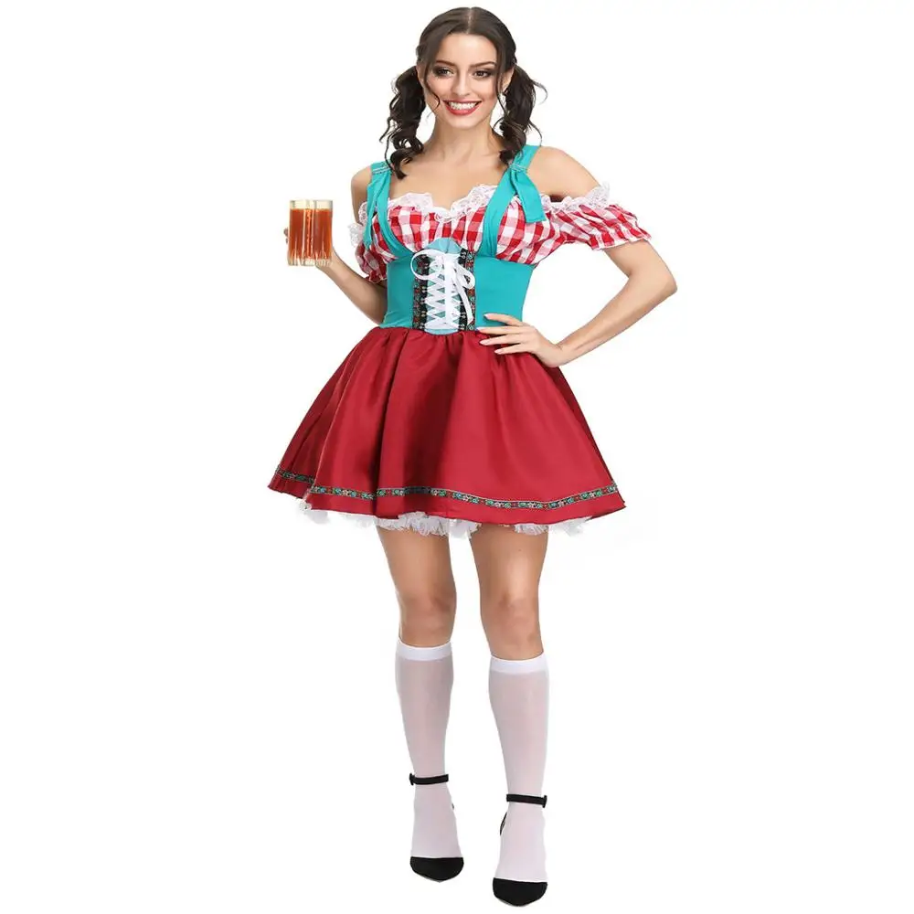 

Oktoberfest Maid Fancy Dress Cosplay German Beer Girl Costume Sexy Dirndl Deguisement Halloween Costumes For Women