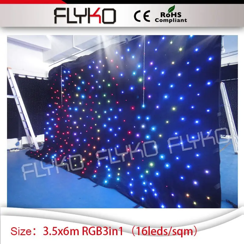 led lighting star backdrop RGB3in1 wedding party dj booth LED star curtain 3.5m high by 6m width