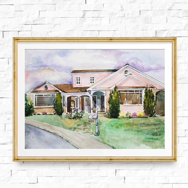 Desperate Housewives Watercolor Houses Wall Art Canvas Painting Pictures Tv Show Posters and Prints for Living Room Home Decor