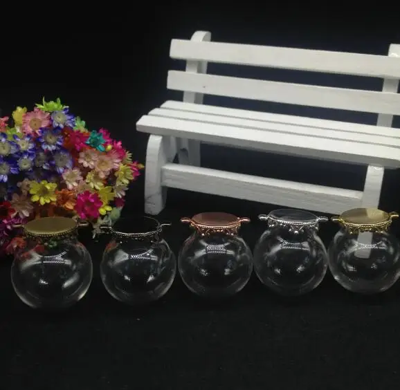 3pcs 20*15mm clear glass vial pendant with flower tray glass wishing bottle glass globe bubble glass cover dome necklace gifts