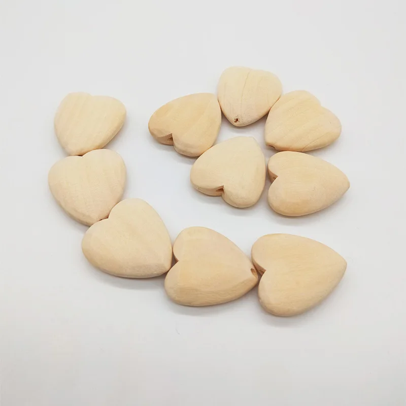 10Pcs/Pack Heart-shaped Wood Spacer Bead Natural Wood Color Eco-Friendly Wooden Beads DIY Jewelry Making handmade