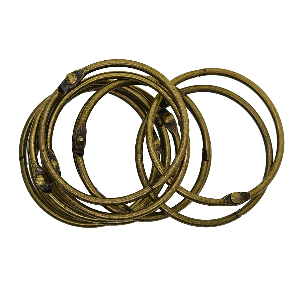 

10 Pieces Bronze Metal Loose Hinged Leaf Ring Paper Scrapbook Book Binder Ring Key Ring Keychain DIY Craft Accessories 73mm