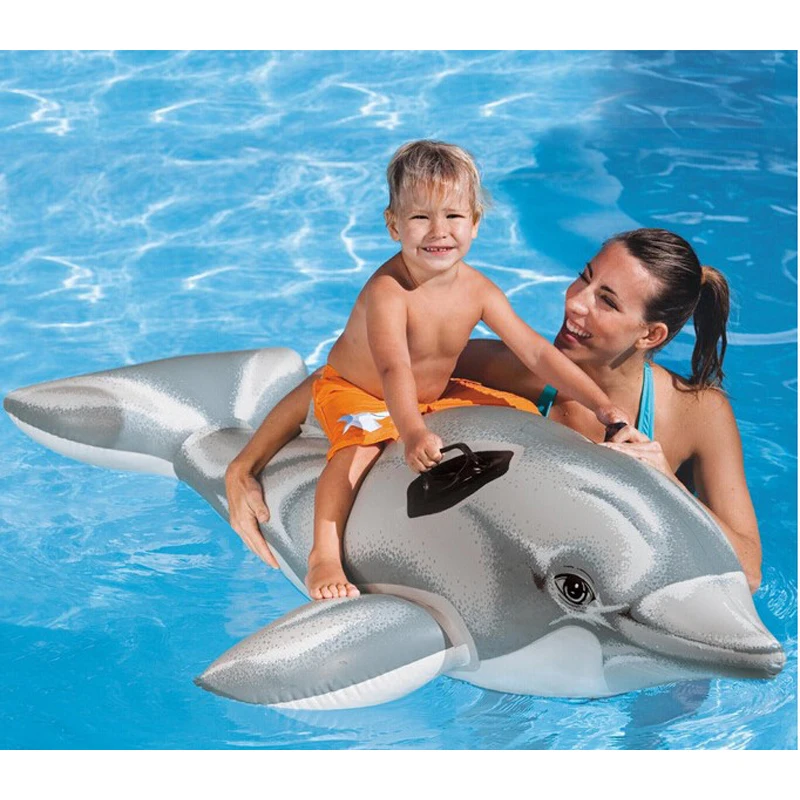 175*66cm plastic pvc inflatable lovely little dolphin rider baby sit on rider toy summer beach play swimming pool toy B40013