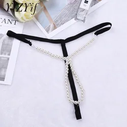 YiZYiF Women G-string Crotch Open Thongs Sexy Panties Lingerie Erotic Thongs Pearls Massage Bikini fetish crotchless Underwear