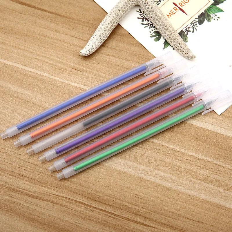 6 PCS Pink and Fresh Jelly Color Neutral Pen with Matte Texture Black Refill Signature Pen Kawaii School Supplies Pen