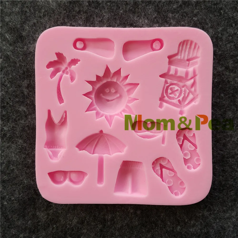 Mom&Pea 1182 Free Shipping Beach Silicone Mold Cake Decoration Fondant Cake 3D Mold Food Grade