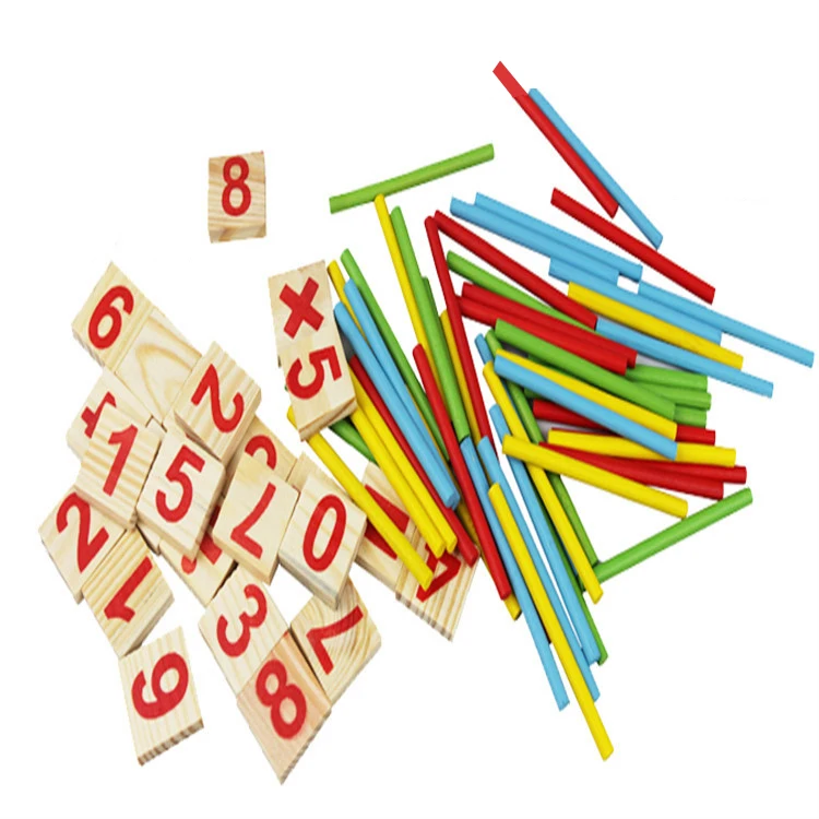 Colorful Wooden Sticks Number Math Toys Kids Game Educational Puzzle Toy for Preschool Baby Montessori Learning Teaching Set