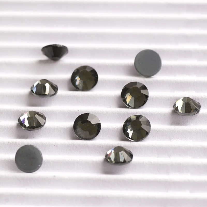 YANRUO 2058HF SS4-SS30 Black Diamond Glass Strass Hotfix Crystal Flat Back Hot Fix Rhinestones For Garment Accessories