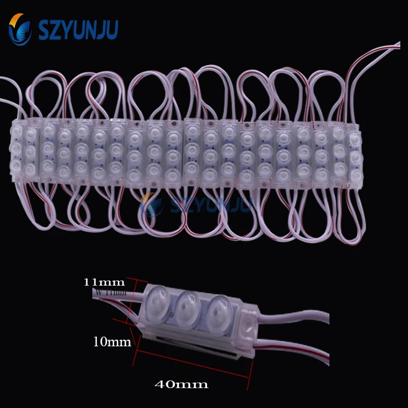 LED Injection Module With Round Lens Mini 2835 LED Modul IP68 Super Bright Small LED Sign Module 3 LED 40x11mm 20-100pcs