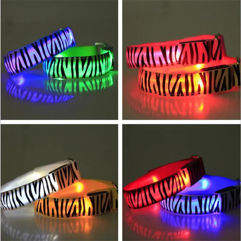 10pcs/lot Glowing Bracelet Led Nylon Zebra Print Light Nocturnal Warnings Ring for Sports Running Cycling Gear Glowing Armband