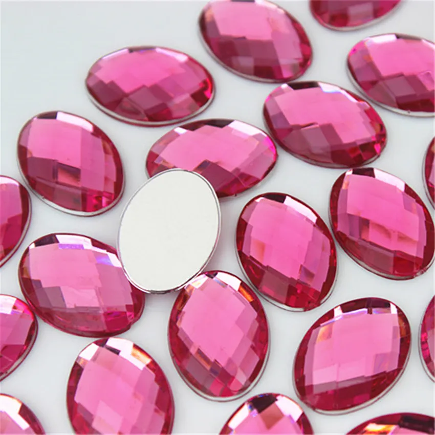 50PCS 13*18mm Oval Shape Acrylic Rhinestones Glue On Flatback Crystal Stones Strass For DIY Crafts Jewelry Making MC724