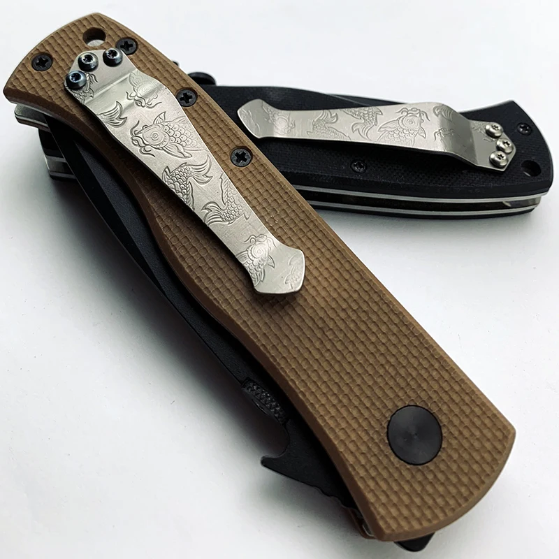 鯉デザインチタン合金 CQC ポケットナイフクリップ TC4 ZT バッククリップチタン合金 CNC ナイフバッククリップ