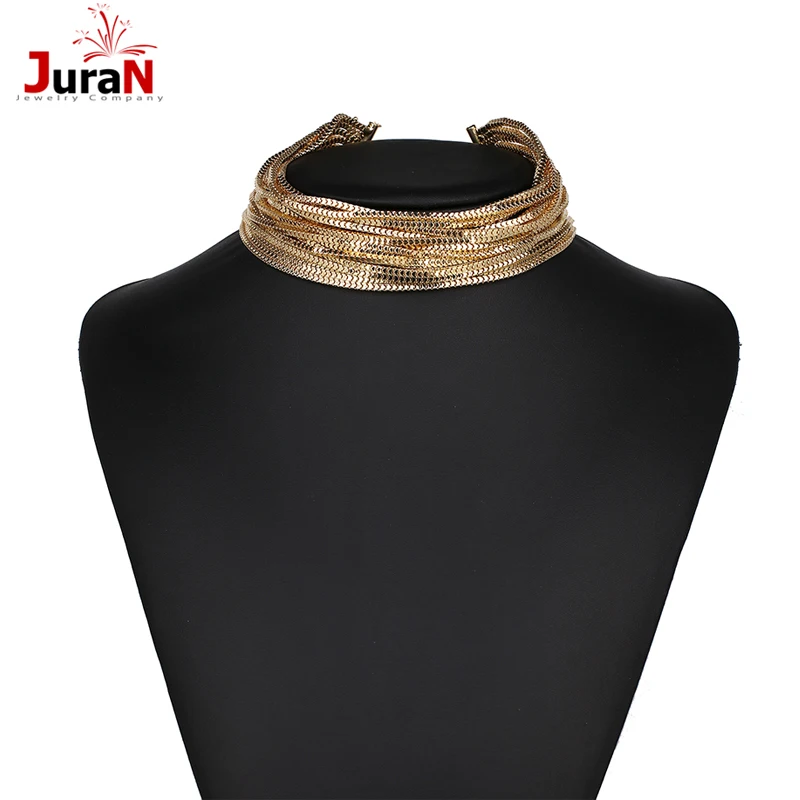 Gold Punk Long Chain Necklace Multilayer Maxi Statement Necklace Classic Hip Hop Jewelry