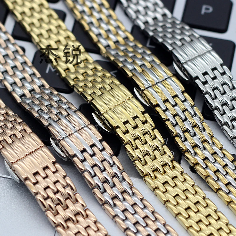 Solid Stainless Steel Watch Bands For Ladies 12mm 14mm 16mm 18mm 20mm Golden Rose gold silvery Men Women metal watch bracelets