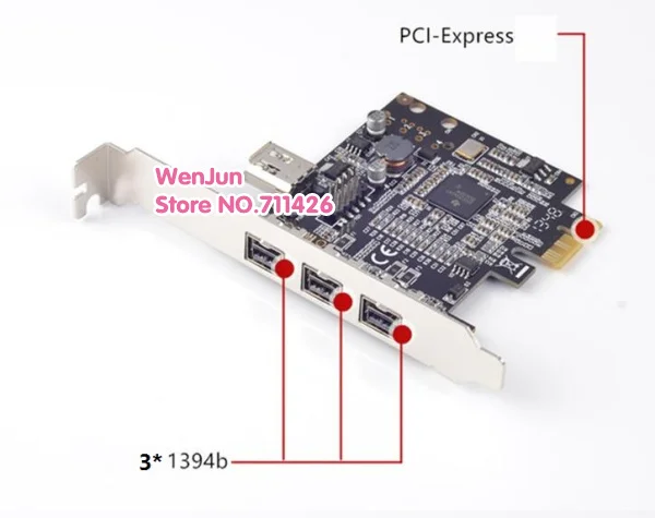 High Quality 3 Ports 1394b+ 1 Port 1394a PCI-e Expanion Card External Firewire 800 PCI Express IEEE1394B complian with 1394a