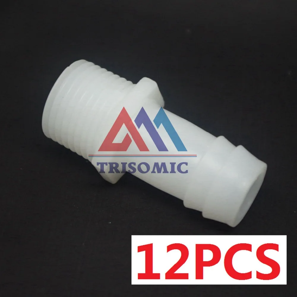 12 pieces 16mm-G1/2 Straight Connector Plastic pipe Fitting Barbed with thread Material PE  Joiner Fitting Aquarium Tank