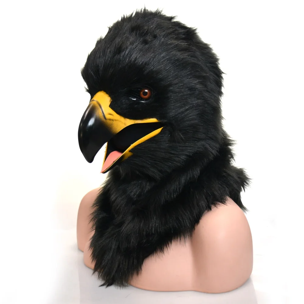 2022 HuiTai plush  handmade masked ball moving mouth mask  black eagle masquerade -masks cosplay props