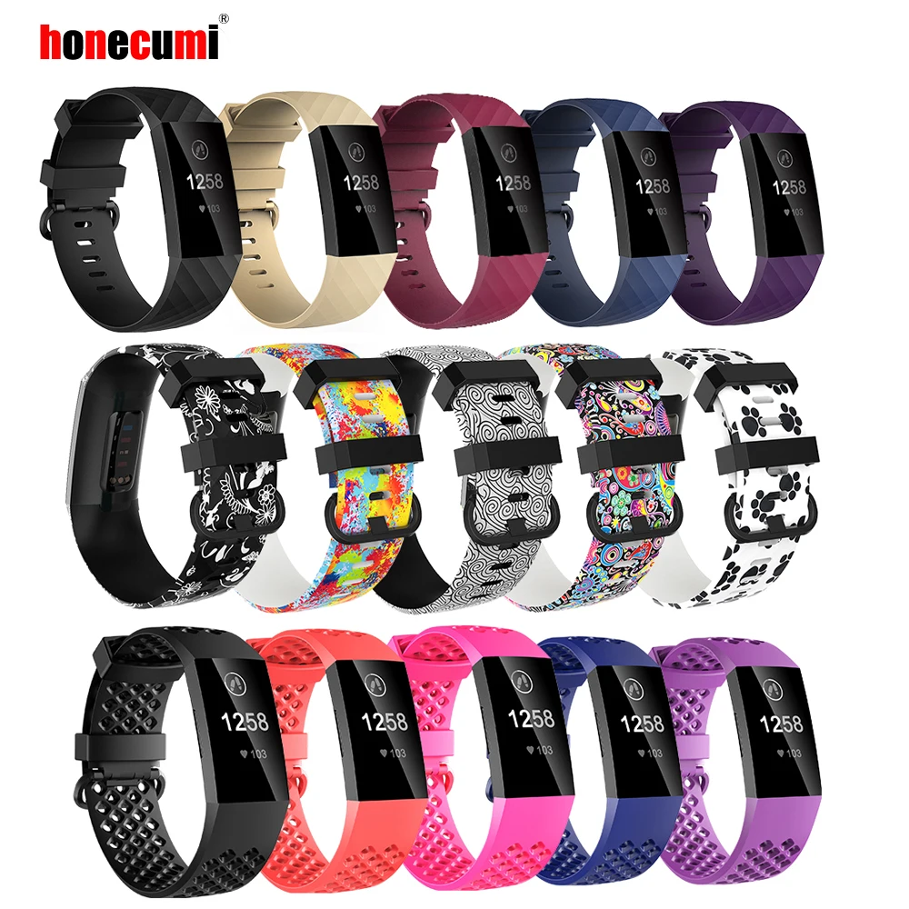 Honecumi per Fitbit Charge 3 cinturino morbido TPU cinturino per orologio da polso per Fitbit Charge 3 accessori di ricambio per cinturino SmallLarge Correa