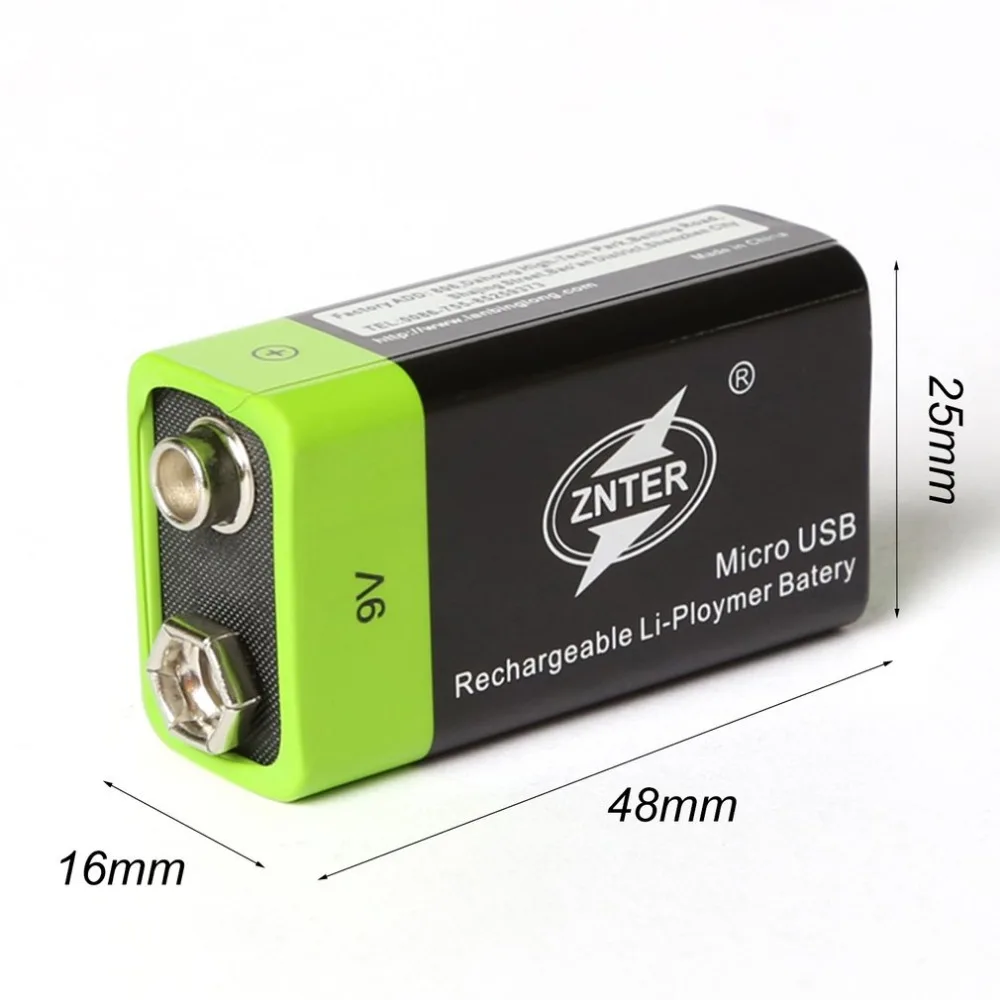 ZNTER 2PCS S19 9V 600mAh USB rechargeable lithium battery for camera instrumentation 6F22 rechargeable lithium battery