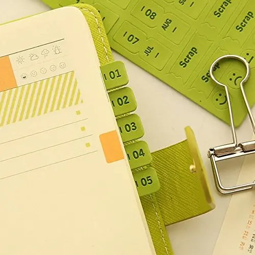 Multi-Color Self Adhesive Mini DIY Leather Monthly Calendar Index Tabs  for Appointment Book Events Diary Scrapbook Planner