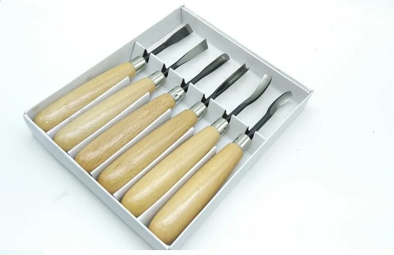 

NEW 6Pcs/set Woodcut knife Woodpecker Wood Carving Tools Chip Detail Chisel set Carpenter tools